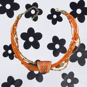 Gold & Orange Statement Necklace